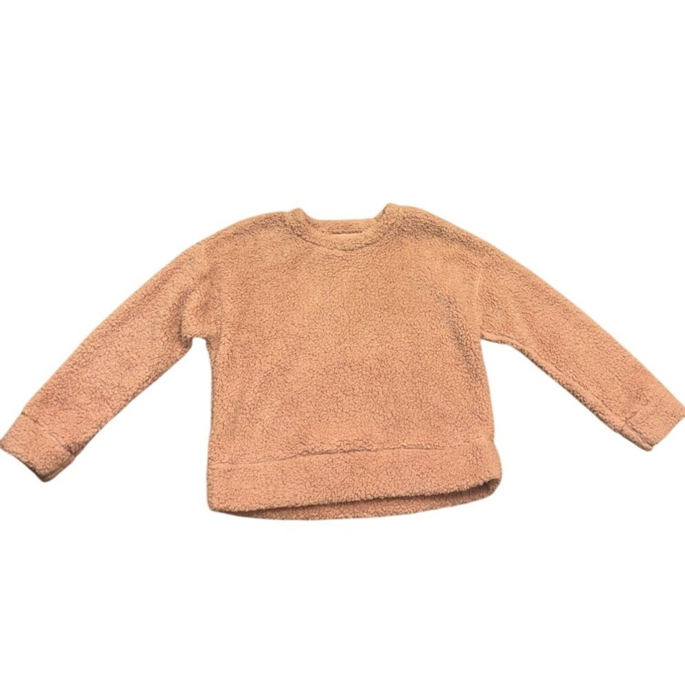 Thread & Supply Rose Pink Sherpa Fleece Crewneck Pullover Sweatshirt Large